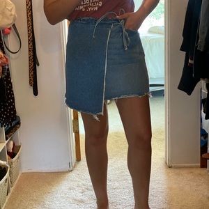 GRLFRND wrap denim mini skirt